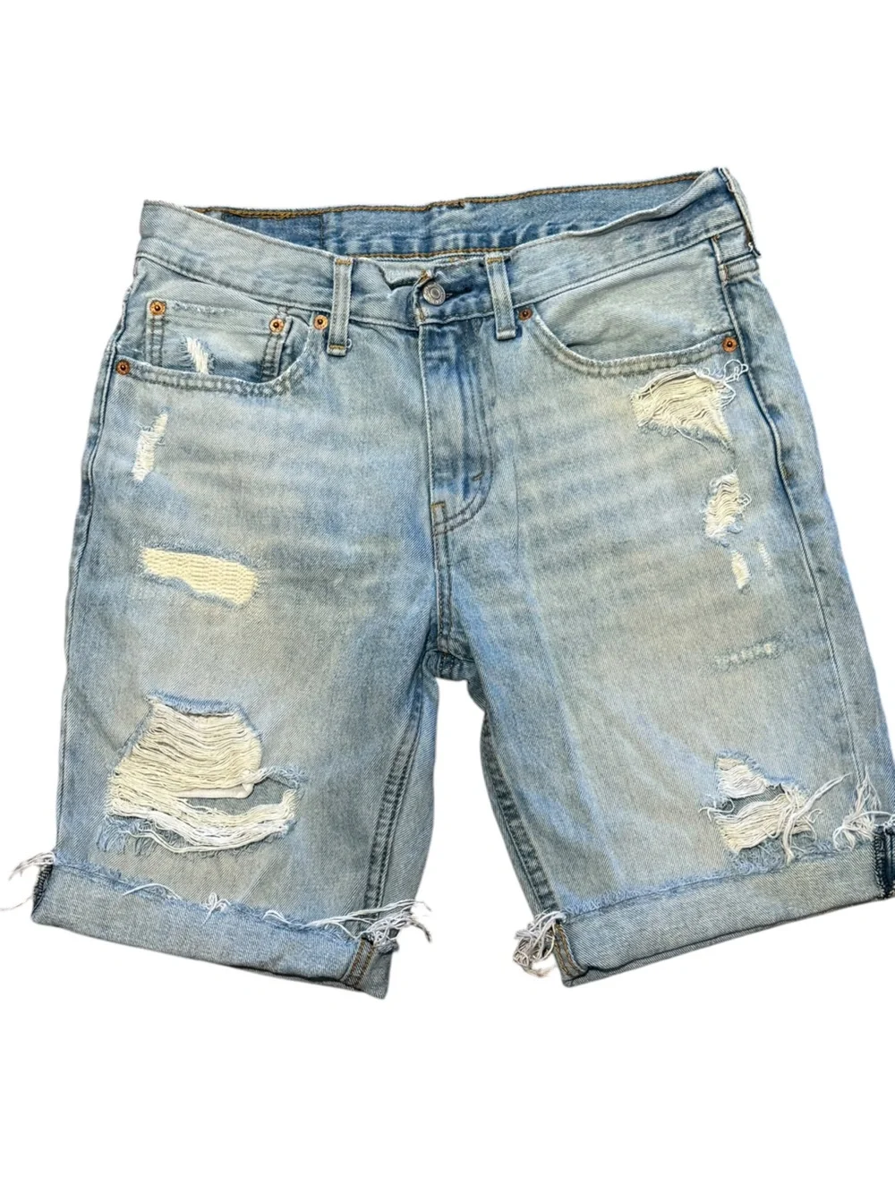 Levi’s 511 Light Blue Distressed Denim Men’s 32 x 10 Shorts